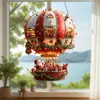 Bestseller transfronterizo adorno acrílico para espejo retrovisor de coche decoración de globo aerostático de Papá Noel decoración colgante para árbol de Navidad