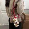 Bolso de Mano Mini Bowling a Cuadros de Moda para Mujer 2026 Navidad Lindo Coreano con Forma de Concha para Labial Auriculares
