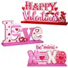 Decorações de Mesa para o Dia dos Namorados Transfronteiriças Enfeites de Amor Sinalização de Madeira XOXO Decorações de Mesa Rápidas para o Dia dos Namorados