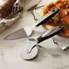 Cuchillo para Pizza de Acero Inoxidable con Rueda y Pala Dos Piezas con Mango Redondo Cuchillo de Pizza de Rueda Única Pala para Pizza Herramienta de Cocina