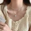 Colar Girassol Retrô de Luxo Leve Estilo Francês para Mulheres, Zircônia Micro-Cravada Corrente Curta para Clavícula Pingente Bússola Temperamento Acessório