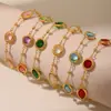 Diseño de Rueda de la Fortuna Oro de 18 Quilates Acero Inoxidable Tobillera Colorida Nicho Elegante Versátil Verano Lujo Accesible Tobillera Joyería para el Pie