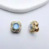 Pulseira de Contas Ovais de Cobre Banhado a Ouro Aquamarina Sintética Contas Espaçadoras Multifuura Colar DIY Feito à Mão Cor Zircônio Conserva a Cor