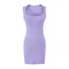 Ins Ropa de mujer estilo europeo y americano al por mayor 2026 Otoño Nuevo Vestido Corto Ajustado sin Mangas de Cuello Cuadrado
