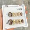 Uñas Postizas Estilo Hong Kong de Belleza para Mano con Armadura, Diamantes Champagne Flash, Uñas Postizas Ojo de Gato Explosiones, Parche para Uñas Otoño e Invierno