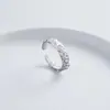 Anillo de Plata 925 con Textura Martillada para Mujer, Diseño de Nicho, Banda Lisa Irregular, Estilo Minimalista Versátil, Joyería Ajustable