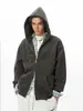 Sudadera estilo americano para otoño/invierno de forro polar de 350 g, unisex, con diseño estampado, talla grande, corte holgado, casual y adecuada para parejas como cárdigan o prenda exterior