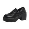 Zapatos de Cuero Retro con Plataforma y Suela Gruesa para Mujer, Zapatos Casuales Estilo Británico, Nuevos Mocasines Versátiles con Tacón Grueso para Mujer 2022
