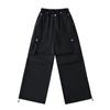 Pantalones de estilo Spice Girl, rectos, informales, holgados, con cordón, anchos y bolsillos grandes, para mujer, verano 2024