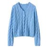 Sensación Esponjosa y SuaveSuéter de Punto con Botones de Perla Retorcida de Terciopelo, Estilo Vintage para Otoño e Invierno, Top Versátil y Elegante