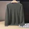 Suéter de cachemira estilo bebé para hombre, cuello alto medio, color liso, tejido grueso, casual y apto para negocios, capa base suave y cómoda