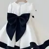 Vestido para el primer cumpleaños de niña, nuevo vestido formal de satén 2026 para celebración de cumpleaños, elegante vestido de princesa para dama de honor, vestidito blanco y negro