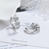 Arete de Diamante en Forma de Corazón Transfronterizo Azul Zircón Hebilla de Oreja Aretes para Mujer Europeo y Americano Caliente Elegante Viento INS Amor Aretes