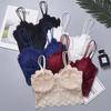 Verão Feminino Lindo Renda nas Costas Peito Envolto Camada Base Sem Alças Alcinha de Menina Anti-movimento Sutiã Colete Fino