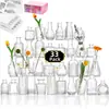 Juego de Jarrones de Vidrio Transparente de Lujo Ligero con un Toque de Alta Gama para Arreglos Florales, Jarrón de Vidrio Hidropónico Decoración de Escritorio