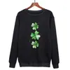 Suéter de Comércio Exterior Europeu e Americano Estampado com Trevo da Sorte Gola Redonda Feminino Top Feminino Casual Solto Manga Longa Base Pulôver