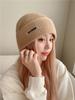 Sombrero de punto de lana grueso de estilo japonés de circunferencia de cabeza grande suelto para mujer invierno que hace que la cara se vea pequeña cálido orejeras sombrero de pila moda para hombre