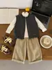 Suéter para Niños 2026 Nuevo Otoño Invierno Ropa Exterior para Niños, Estilo Coreano Simple Versátil Chaleco Camisa con Cremallera