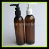Botella Redonda de Hombro Marrón Pico de Pato de 250 ml Botella para Desmaquillante Botella para Leche Esencial Botella con Dispensador para Champú Botella para Limpiador Facial