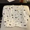 Pijama Extra Grande para Mujer Primavera y Otoño Nuevo Lindo Dibujo Animado Dálmata Nube Algodón Manga Larga Delgado Conjunto de Ropa para el Hogar
