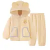 Pijama de flanela quente para meninas outono e inverno, novo design de desenho animado, roupa de casa solta e fofa, fleece de coral, para meninas