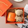 Caneca de cerâmica criativa caixa de presente toalha urso copo de cerâmica de casamento presente atividades presente atacado