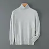 Nuevo Suéter de Lana 100% Pura para Hombre Otoño e Invierno Primera Línea Listo para Usar Cuello Alto Holgado Casual Tejido de Lana Suéter