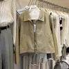 Chaqueta Corta de Cuero PU Coreana para Mujer Otoño Invierno Solapa Cremallera Versátil Chaqueta de Motociclista Manga Larga Chaqueta Clásica