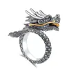 Anillo Panlong Colorido Marca de Moda para Hombre Ruffian Guapo Sentido de Alto Nivel Dominante Método Antiguo Anillo Único Ajustable Anillo de Dieta Zodiaco Dragón