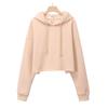 Sudadera Corta de Forro Polar de Talla Grande Personalizada para Mujer, Top Holgado con Capucha, Chaqueta de Estilo Perezoso que Muestra el Ombligo