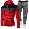 Novo conjunto de moletom com capuz e zíper de três cores para outono e inverno para homens, casual esportivo, modelagem solta, tamanhos grandes, roupas masculinas