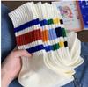 Meias Felpudas Listradas Unissex Femininas de Outono e Inverno Absorventes de Suor Meias Slouch Ins Casal Moderno Esportivas Color-Blocking Meias de Cano Médio Personalizadas