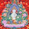 Caja roja Tangka Gahu pintada a mano, decoración de mesa, Dios Amarillo de la Riqueza, estatua de Buda Mahasthamaprapta, Manjushri nepalí, adornos de Tara Verde