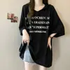 Camiseta com Capuz e Estampa de Letras de Manga Curta Plus Size para Mulheres, Novo Estilo de Verão, Caimento Solto, Valoriza a Silhueta, Top Casual, Tendência