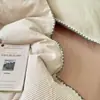 Jie Liya Algodón Puro Hilo 40S Teñido en Hilo Algodón Lavado Rayas Borde de Concha Estilo Japonés Juego de Cama de Cuatro Piezas Funda de Edredón Individual Disponible para Mayorista