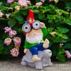 Manualidades de resina de enano de gallo de tortuga cruzada creativa adornos decorativos solares para jardín