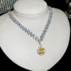 Pendientes y Collar de Zirconia Estilo Palacio Gota de Agua, Cadena para Clavícula de Lujo Ligero Nicho, Set de Joyería Exquisita de Gama Alta Personalizado
