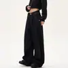 Jeans American High Street Cleanfit Negro Scimitar para Mujer, Estilo Nuevo, Lavados, Pantalones Anchos Rectos Sueltos