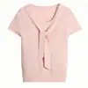 Processamento OEM xale falso de duas peças feminino malha de seda gelada com manga curta blusa de moda verão 2026