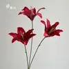 3 Cabeças de Lírios Sem Folhas, Flores Artificiais, Decoração de Casa, Adereços para Fotos, Buquês de Mesa de Casamento, Arranjos de Cena com Flores Artificiais