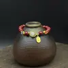 Diretamente do Fabricante, Pulseira de Cinábrio Mineral Cru Natural, Areia Dourada Roxa de Baixo Teor, Pulseira de Cinábrio Estilo Chinês Novo, Presente Retrô