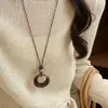 Cordón de cuero cuentas de resina madera corazón de cuentas redondas collar estilo étnico cadena para suéter de nicho joyería de moda china nueva para mujer