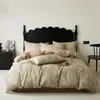 Nuevo juego de ropa de cama de cuatro piezas de gasa doble estampada, grado A, apto para bebés y madres, ropa de cama tejida estampada de doble capa para todas las estaciones