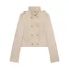 Fabricante transfronterizo de ropa para mujer al por mayor 2026 nueva chaqueta de moda elegante estilo europeo y americano con doble botonadura dorada ajustada