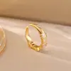 Anel Ajustável de Concha com Zircônia de Alta Qualidade, Fashion e Exquisito, Adequado para Uso Diário, Unissex, Anel Aberto Tendência