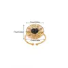 Anillo Geométrico con Forma de Corazón de Zirconia Nuevo Transfronterizo Diseño de Nicho Anillo Abierto de Mariposa con Lazo Chapado en Cobre Oro de 18 Quilates