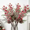 Decoraciones Navideñas Transfronterizas, Copos de Nieve, Hojas de Pino, Piñas, Artículos Decorativos, Venta al por Mayor de Fabricantes, Bayas Rojas Artificiales con Escarcha, Ramas con Bayas Blancas