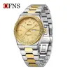 Ofns Reloj de Moda Más Vendido Transfronterizo Clásico para Hombre con Doble Calendario de Cuarzo Correa de Acero Luminosa Reloj de Cuarzo de Negocios para Hombres
