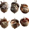 Set Transfronterizo de 6 Piezas de Adornos de Ardilla del Bosque, Decoraciones Navideñas Rústicas de Animales, Lindos Colgantes Navideños Planos 2D