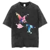 Camiseta de Línea Garabateada Gráfico Creativo de Graffiti Algodón Corto